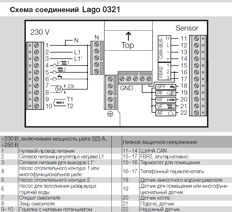Контроллер Lago 0321 схема подключения